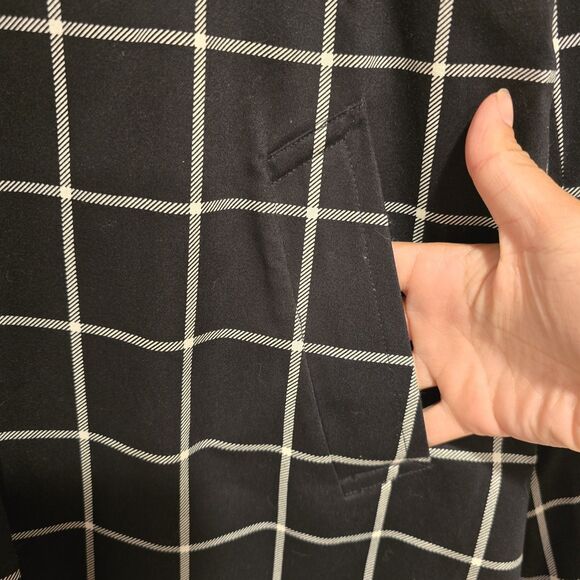 Trench Jacket Coat Women XL Reversible Black Plaid Solid Hunting Country Capsule - Picture 4 of 9